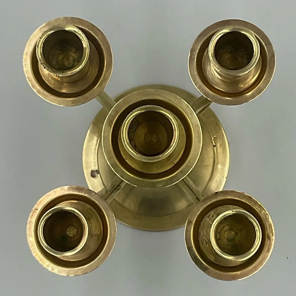 Vintage Gold 5 Arm Solid Brass Candelabra